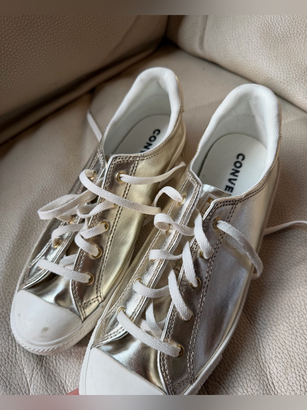 Converse All Star Dainty Lucky Ox Women's Gold Metallic Low-Top Sneakers Size9.5